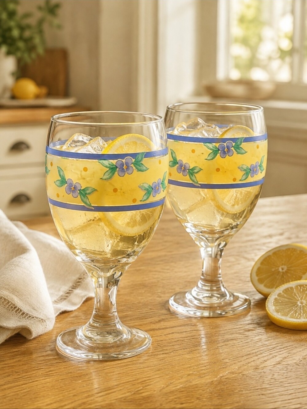Pfaltzgraff Summer Breeze 15 Oz Iced Tea Glasses Set of 2 Vintage